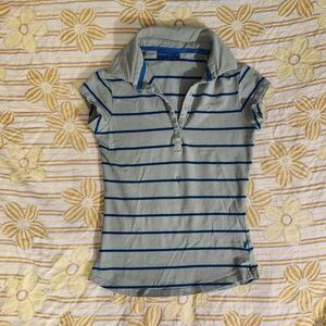 Garage Blue and Green Striped Polo